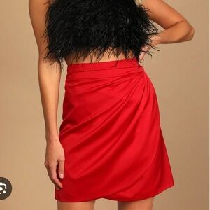 Lulus red satin mini skirt
